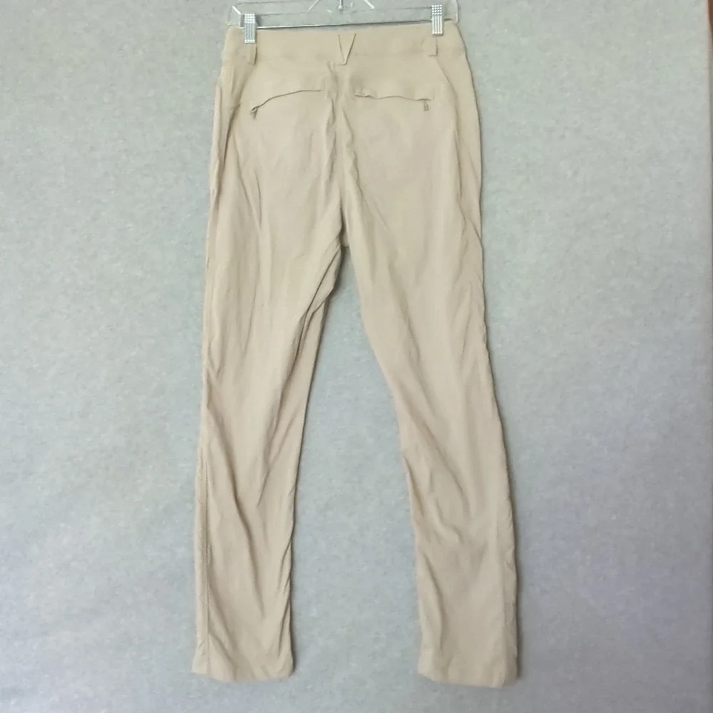 Coolibar Highlander Hiking Pants Women's 6 Beige UPF 50 Zip Pockets Stretch Gorp